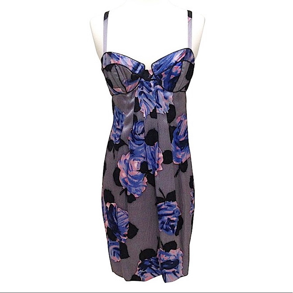 REBECCA TAYLOR Silk Floral Bustier Night Out Mini Dress SZ 0
